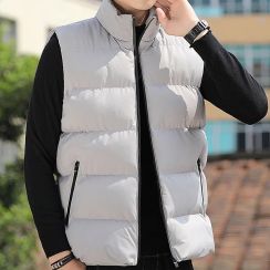 Stand Collar Zipper Pocket Winter Jacket Men Vest