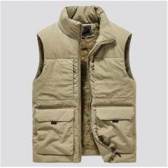 2PCS Mens plush vest outdoor casual wear vest