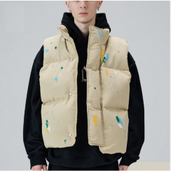 Sleeveless Jackets Paint Splash-ink Puffer Men Winter Vest