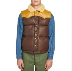 Mens Winter Down Leather Vest