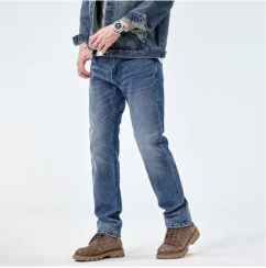 Mens cotton straight leg casual jeans